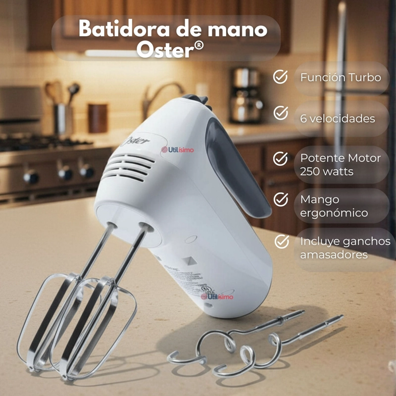 BATIDORA DE MANO OSTER® BLANCA 6 VELOCIDADES Y FUNCION TURBO FPSTHM3532 - 2
