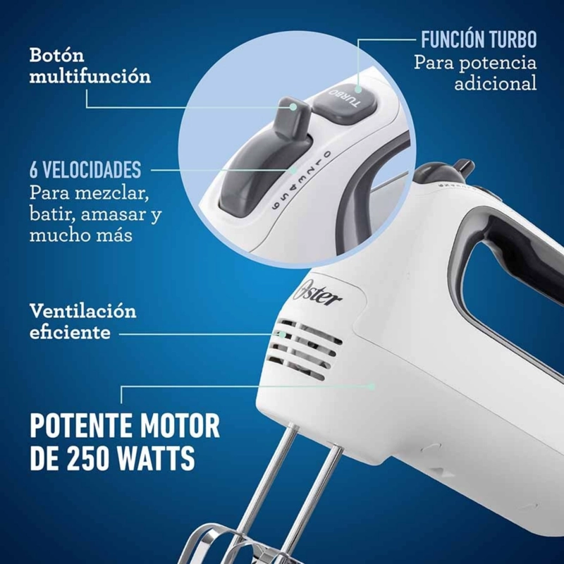 BATIDORA DE MANO OSTER® BLANCA 6 VELOCIDADES Y FUNCION TURBO FPSTHM3532 - 4