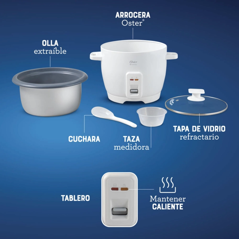 ARROCERA OSTER DE 7 TAZAS, CON DIAMONDFORCE, CKSTRCB7DFWHT - 2