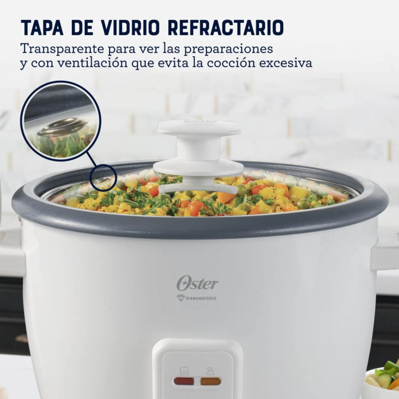 ARROCERA OSTER DE 7 TAZAS, CON DIAMONDFORCE, CKSTRCB7DFWHT - 9