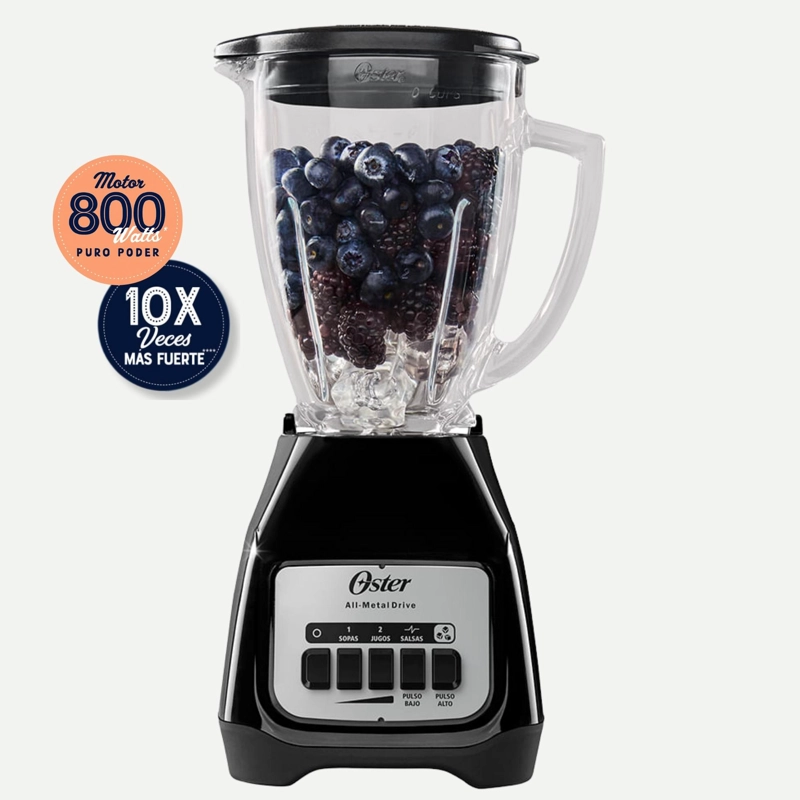 OSTER LICUADORA OSTER® 2 VELOCIDADES MAS PULSO Y VASO DE VIDRIO BLSTKAGBPB