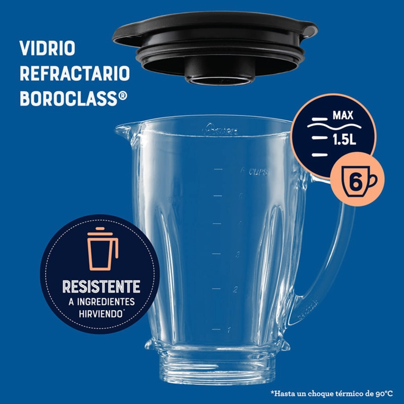 LICUADORA OSTER® 2 VELOCIDADES MAS PULSO Y VASO DE VIDRIO BLSTKAGBPB - 8