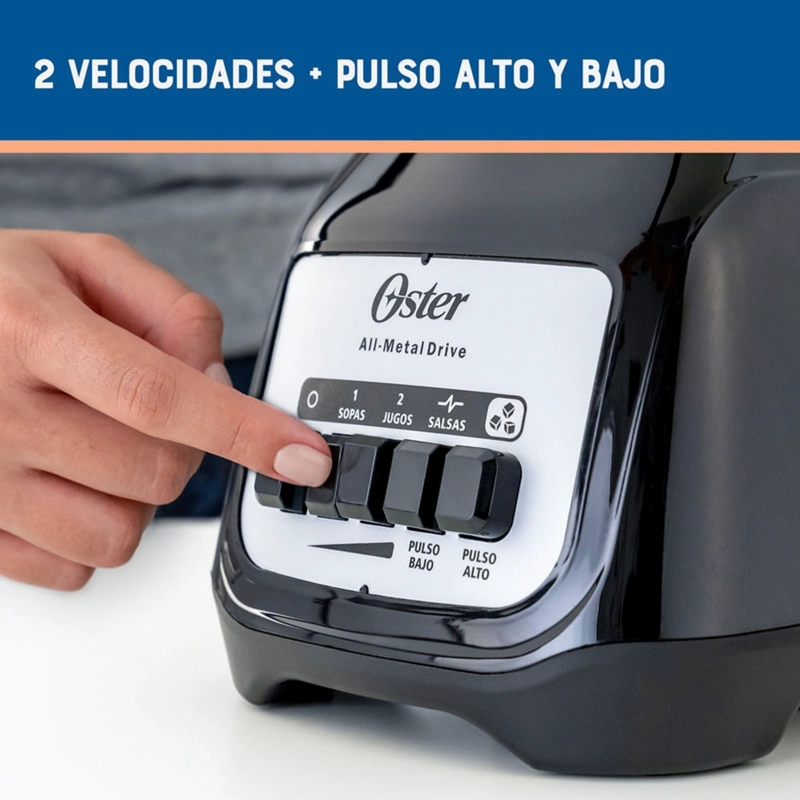 LICUADORA OSTER® 2 VELOCIDADES MAS PULSO Y VASO DE VIDRIO BLSTKAGBPB - 5