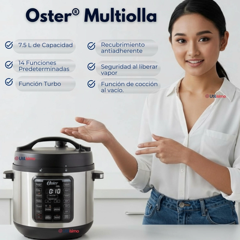 OSTER MULTIOLLA, TURBO, 7.5 L DE CAPACIDAD, CON 14 FUNCIONES PREDETERMINADAS, RECUBRIMIENTO OSTER DI - 3