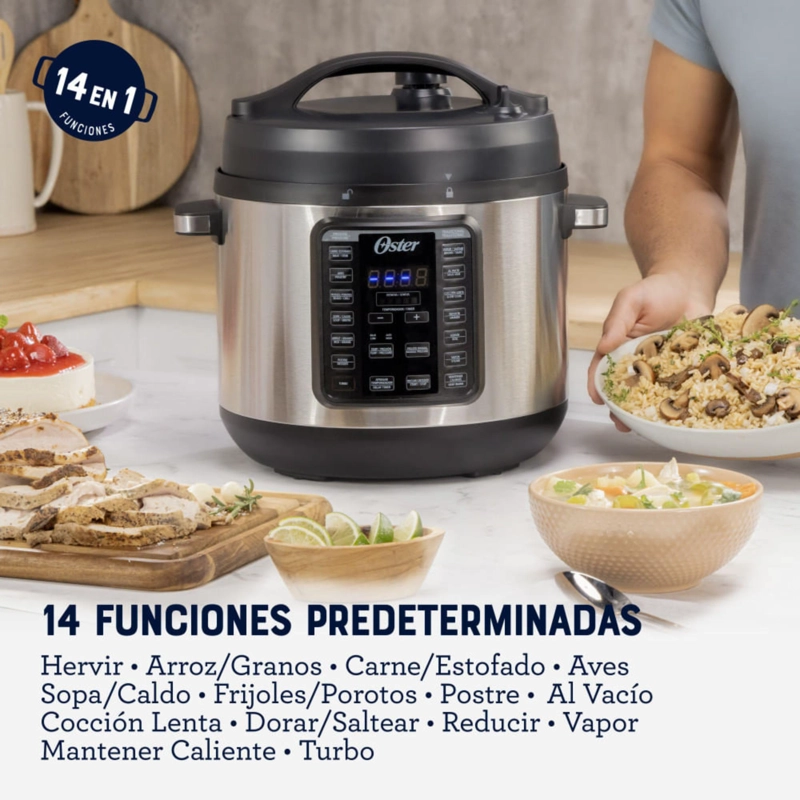 OSTER MULTIOLLA, TURBO, 7.5 L DE CAPACIDAD, CON 14 FUNCIONES PREDETERMINADAS, RECUBRIMIENTO OSTER DI - 4