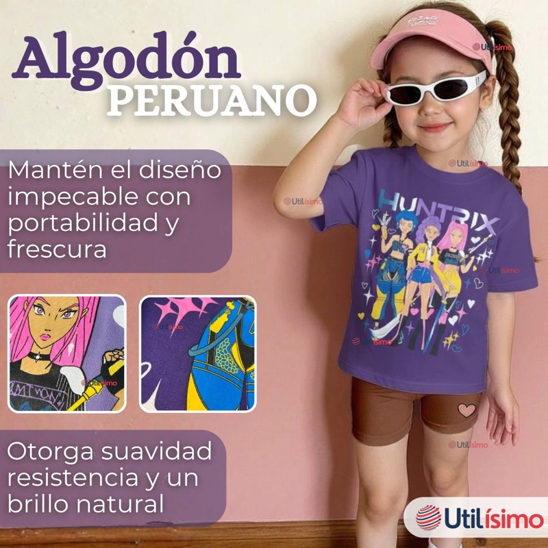 POLERA HUNTRIX 100% ALGODON MANGA CORTA NIÑA HUNTR/X DEMON HUNTERS RUMI MIRA ZOEY - 4