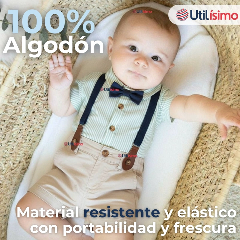 CONJUNTO DE VESTIR CON TIRANTES CAMISA PANTALON CORTO ALGODON - 6