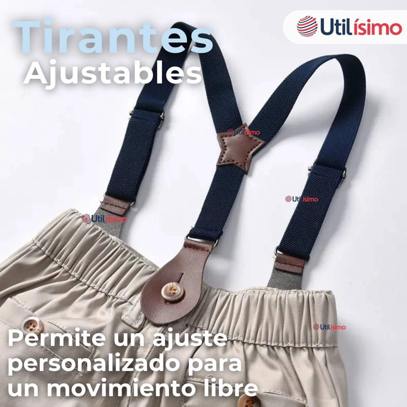 CONJUNTO DE VESTIR CON TIRANTES CAMISA PANTALON CORTO ALGODON - 9