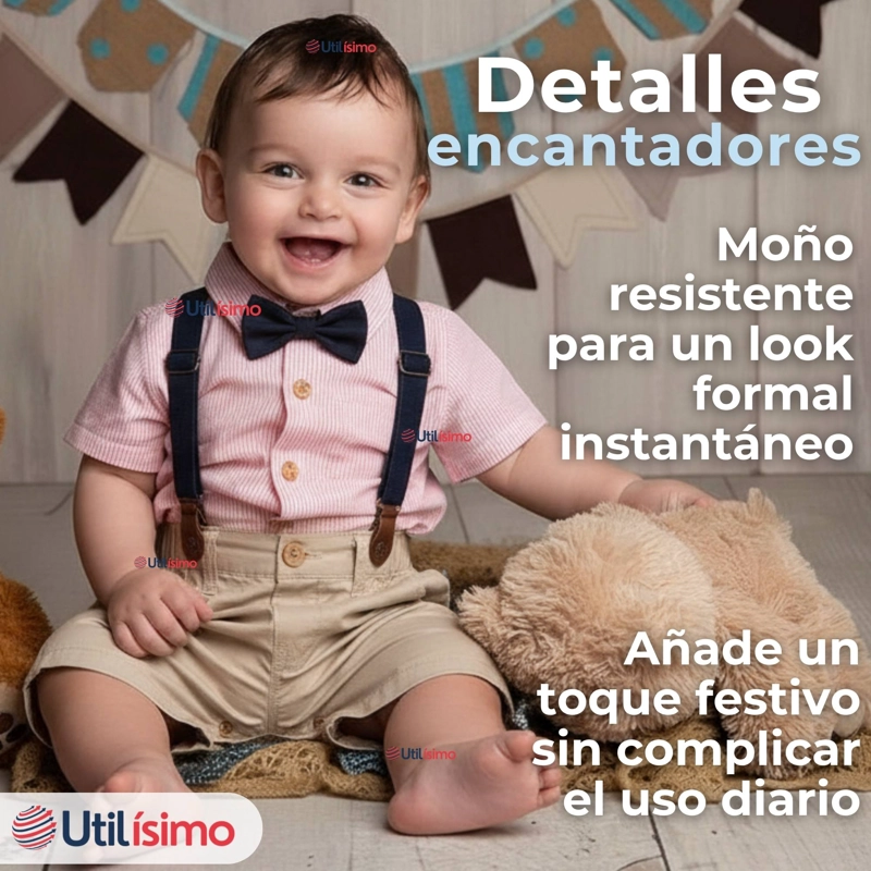 CONJUNTO DE VESTIR CON TIRANTES CAMISA PANTALON CORTO ALGODON NIÑO - 2