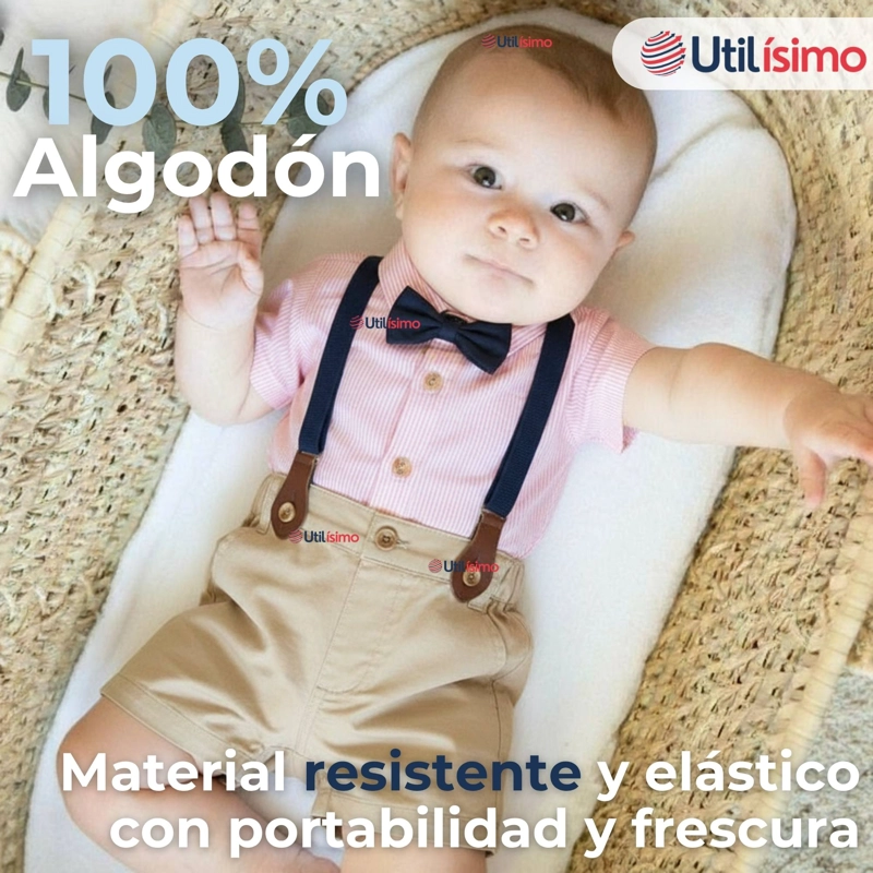 CONJUNTO DE VESTIR CON TIRANTES CAMISA PANTALON CORTO ALGODON NIÑO - 6