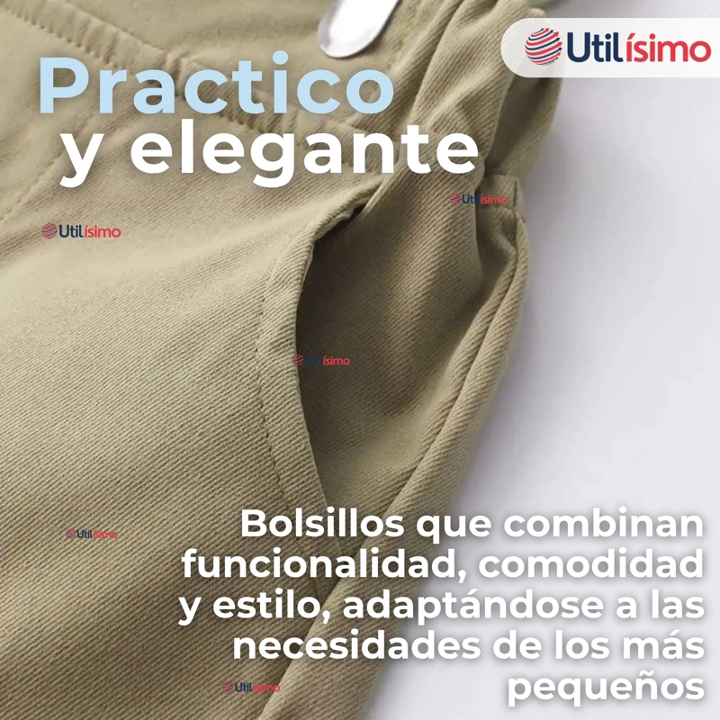 CONJUNTO DE VESTIR CON TIRANTES CAMISA PANTALON CORTO ALGODON NIÑO - 12