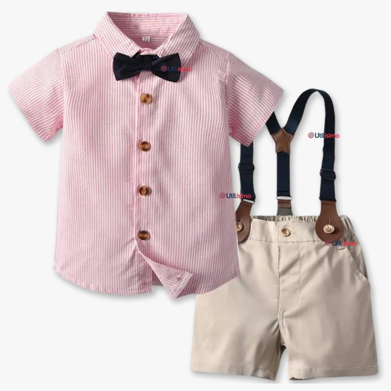 CONJUNTO DE VESTIR CON TIRANTES CAMISA PANTALON CORTO ALGODON - 1
