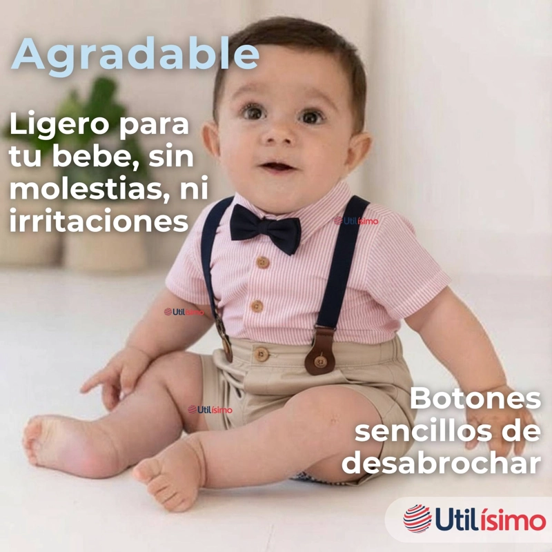 CONJUNTO DE VESTIR CON TIRANTES CAMISA PANTALON CORTO ALGODON - 12