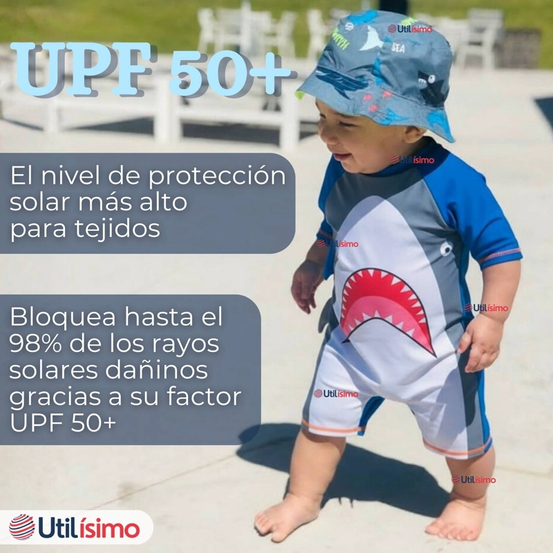 TRAJE DE BAÑO ENTERITO CON CREMALLERA MANGA CORTA NIÑO 2 A 6 AÑOS GRAY SHARK - 7