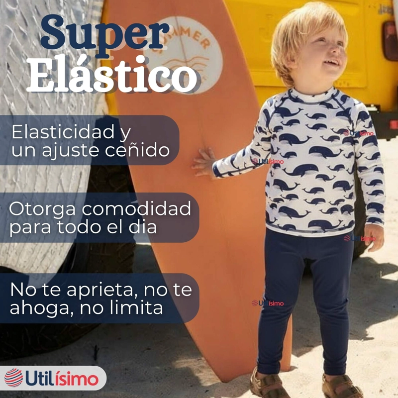 TRAJE DE BAÑO MANGA LARGA PANTALON LARGO 2 PIEZAS CORTE SPLIT NIÑO 3 A 9 AÑOS WHITE WHALE - 7