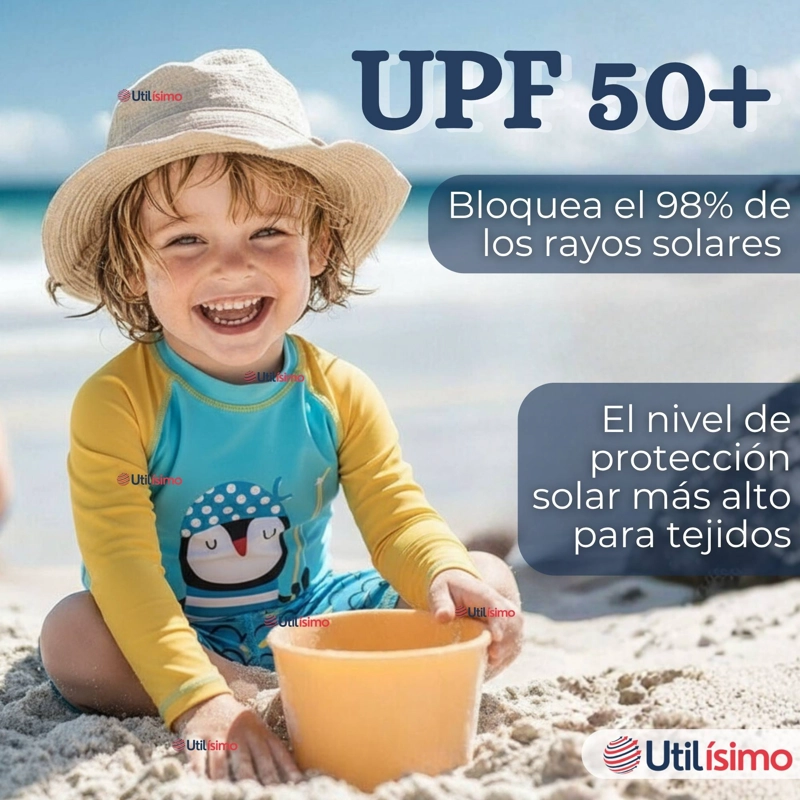 TRAJE DE BAÑO MANGA LARGA PANTALON CORTO 2 PIEZAS CORTE SPLIT NIÑO 3 A 9 AÑOS BLUE PENGUIN - 6