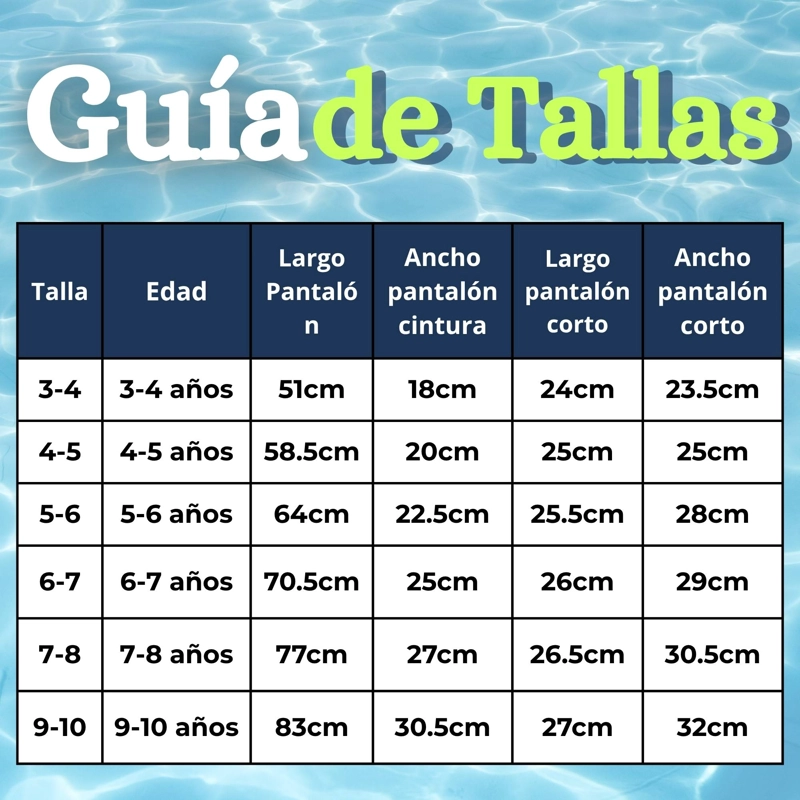 TRAJE DE BAÑO MANGA LARGA CON PANTALON LARGO Y PANTALON CORTO NIÑO DE 3 A 11 AÑOS BLUE SURF - 3
