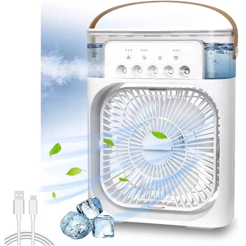 CLIMATIZADOR PORTATIL FRIO 4 EN 1 VENTILADOR HUMIFICADOR ENFRIADOR LAMPARA LED 220V USB - 3