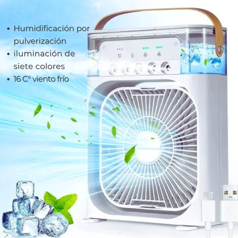 CLIMATIZADOR PORTATIL FRIO 4 EN 1 VENTILADOR HUMIFICADOR ENFRIADOR LAMPARA LED 220V USB - 5