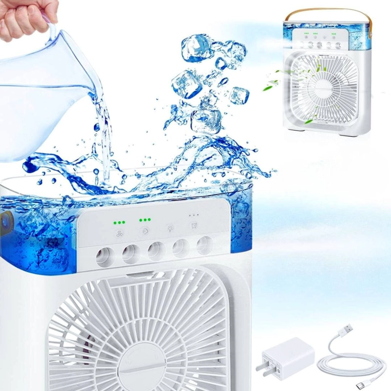 CLIMATIZADOR PORTATIL FRIO 4 EN 1 VENTILADOR HUMIFICADOR ENFRIADOR LAMPARA LED 220V USB - 7