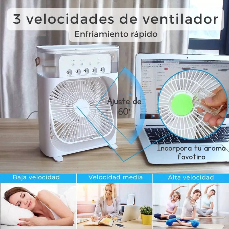 CLIMATIZADOR PORTATIL FRIO 4 EN 1 VENTILADOR HUMIFICADOR ENFRIADOR LAMPARA LED 220V USB - 8