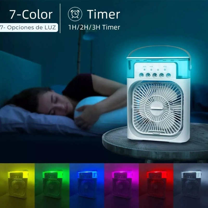 CLIMATIZADOR PORTATIL FRIO 4 EN 1 VENTILADOR HUMIFICADOR ENFRIADOR LAMPARA LED 220V USB - 9