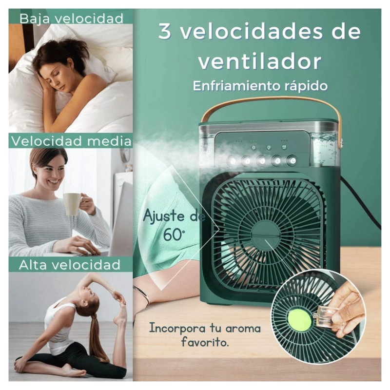 CLIMATIZADOR PORTATIL FRIO 4 EN 1 VENTILADOR HUMIFICADOR ENFRIADOR LAMPARA LED 220V USB - 4