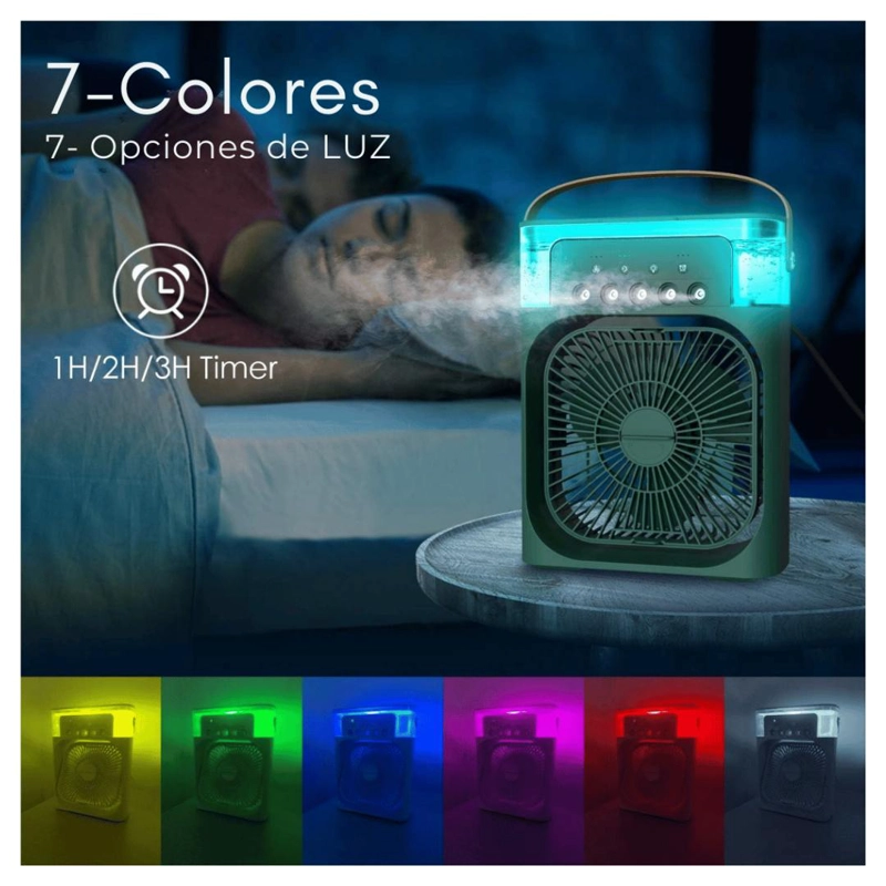 CLIMATIZADOR PORTATIL FRIO 4 EN 1 VENTILADOR HUMIFICADOR ENFRIADOR LAMPARA LED 220V USB - 8