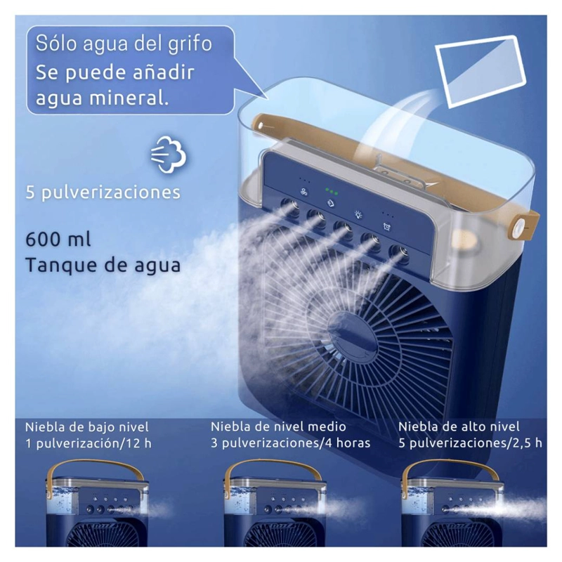 CLIMATIZADOR PORTATIL FRIO 4 EN 1 VENTILADOR HUMIFICADOR ENFRIADOR LAMPARA LED 220V USB - 6