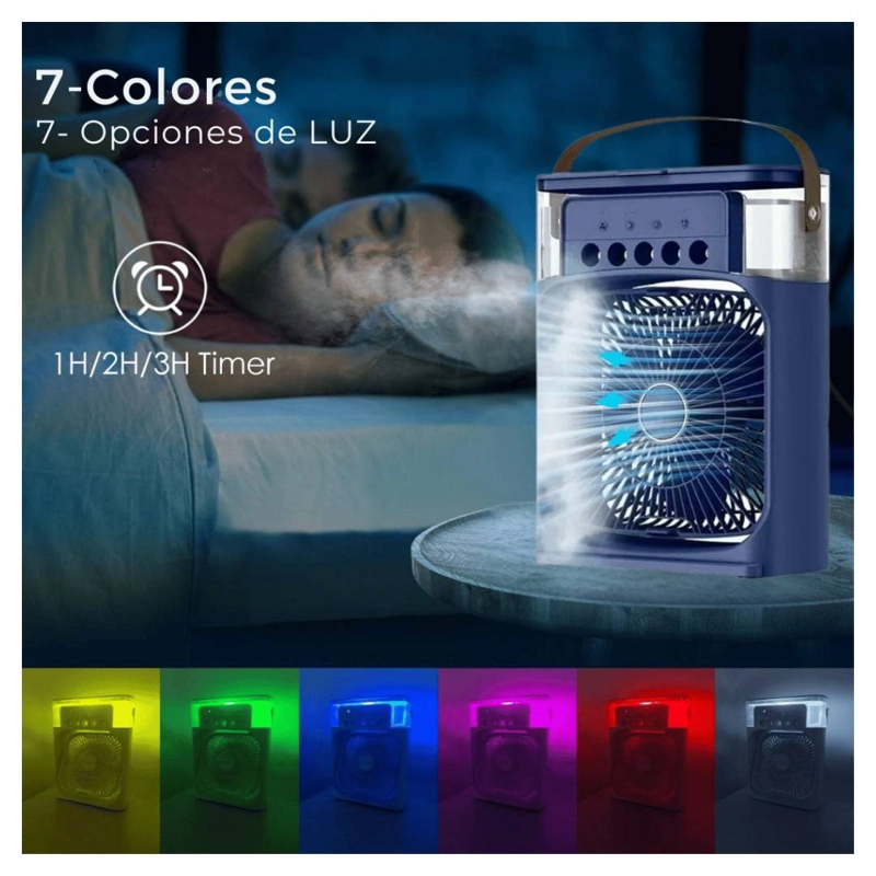 CLIMATIZADOR PORTATIL FRIO 4 EN 1 VENTILADOR HUMIFICADOR ENFRIADOR LAMPARA LED 220V USB - 8