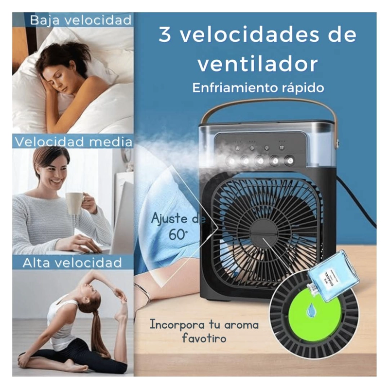 CLIMATIZADOR PORTATIL FRIO 4 EN 1 VENTILADOR HUMIFICADOR ENFRIADOR LAMPARA LED 220V USB - 4