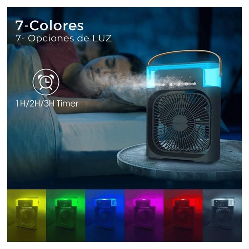 CLIMATIZADOR PORTATIL FRIO 4 EN 1 VENTILADOR HUMIFICADOR ENFRIADOR LAMPARA LED 220V USB - 8