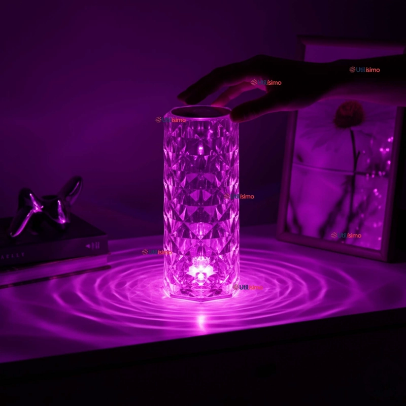 LAMPARA CRISTAL TACTIL USB TRANSPARENTE PARA MESA - 1