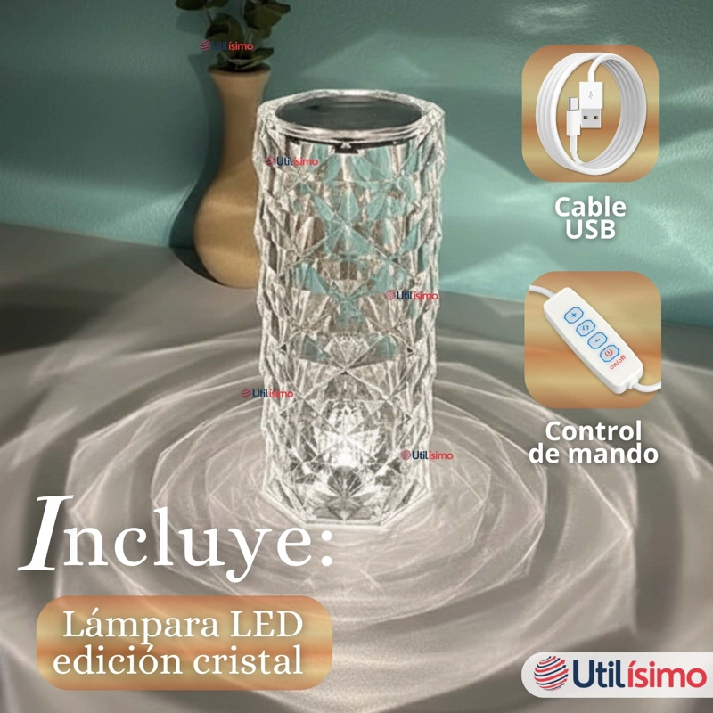 LAMPARA CRISTAL TACTIL USB TRANSPARENTE PARA MESA - 7