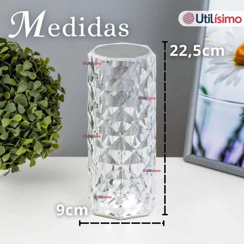 LAMPARA CRISTAL TACTIL USB TRANSPARENTE PARA MESA - 9