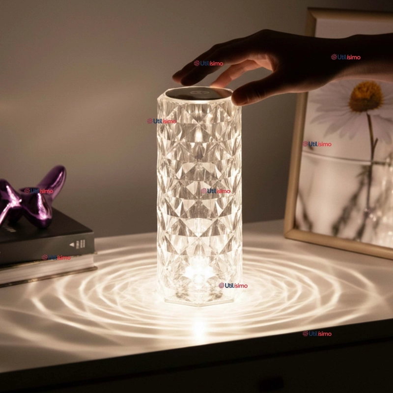 LAMPARA CRISTAL TACTIL USB TRANSPARENTE PARA MESA - 1