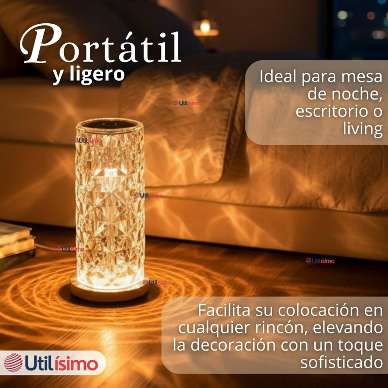 LAMPARA CRISTAL TACTIL USB TRANSPARENTE PARA MESA - 2