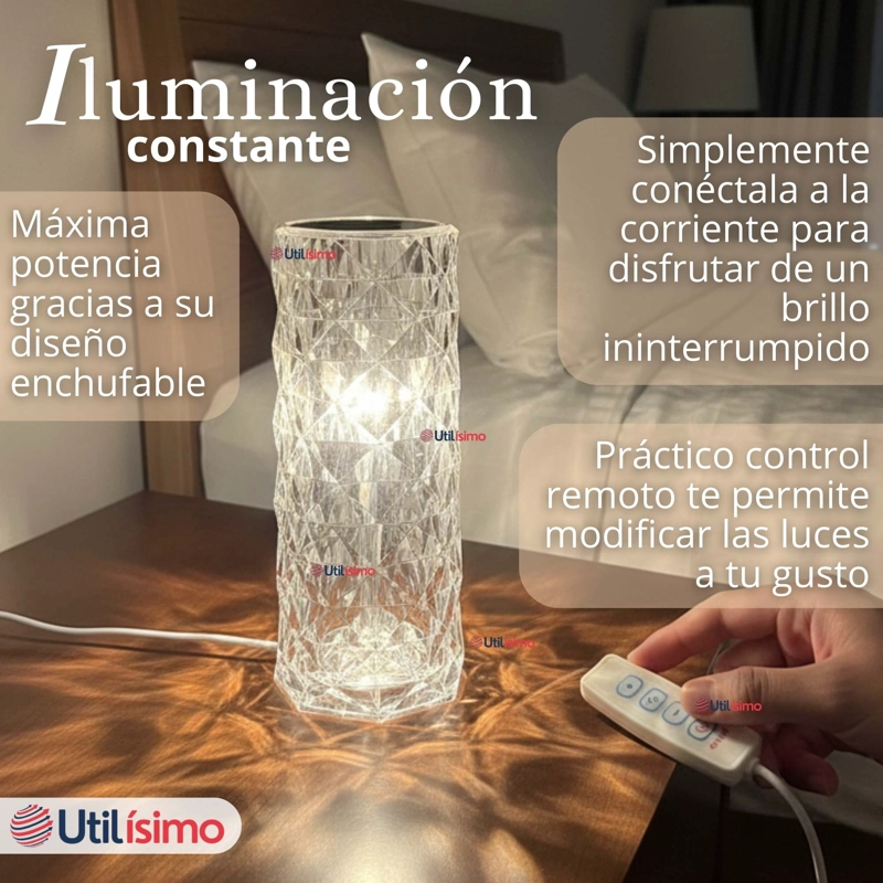 LAMPARA CRISTAL TACTIL USB TRANSPARENTE PARA MESA - 7