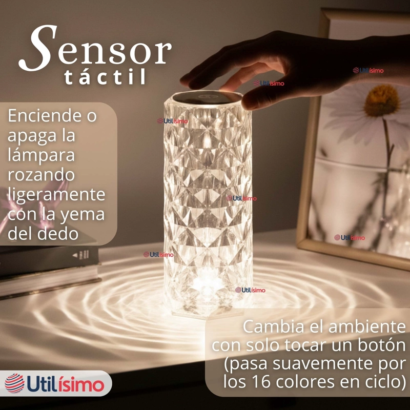 LAMPARA CRISTAL TACTIL USB TRANSPARENTE PARA MESA - 9