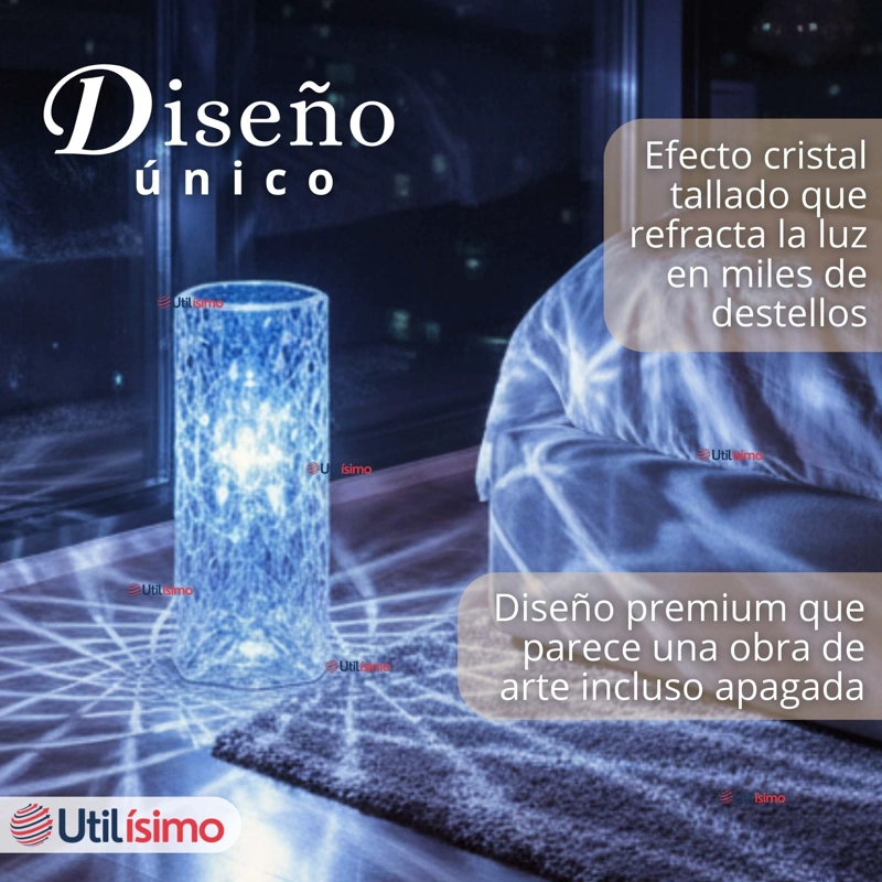 LAMPARA CRISTAL TACTIL USB TRANSPARENTE PARA MESA - 10