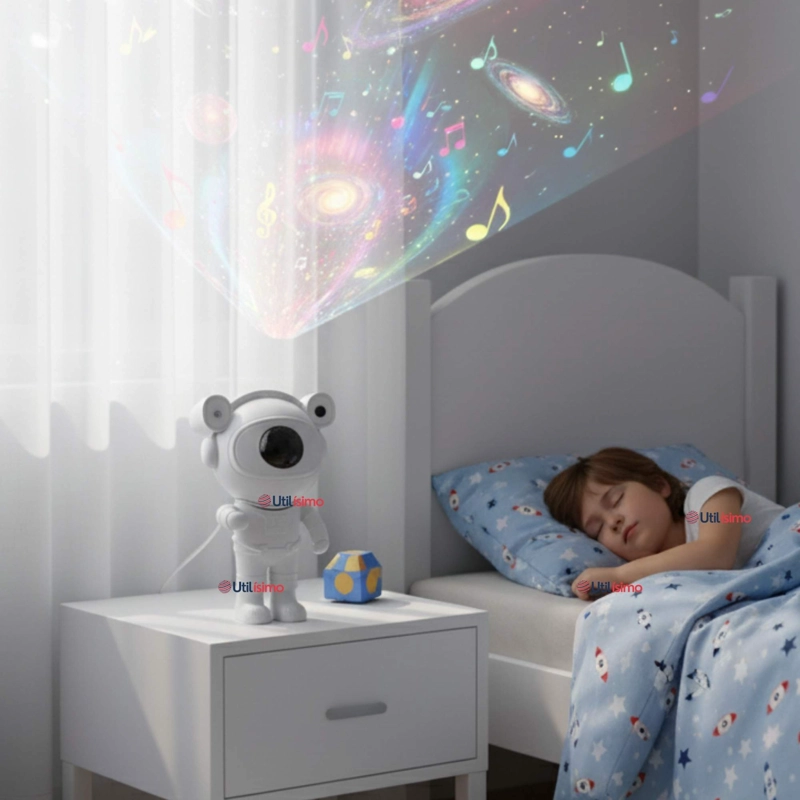LAMPARA PROYECTOR ASTRONAUTA DE GALAXIA LUZ LED CON BLUETOOTH - 1