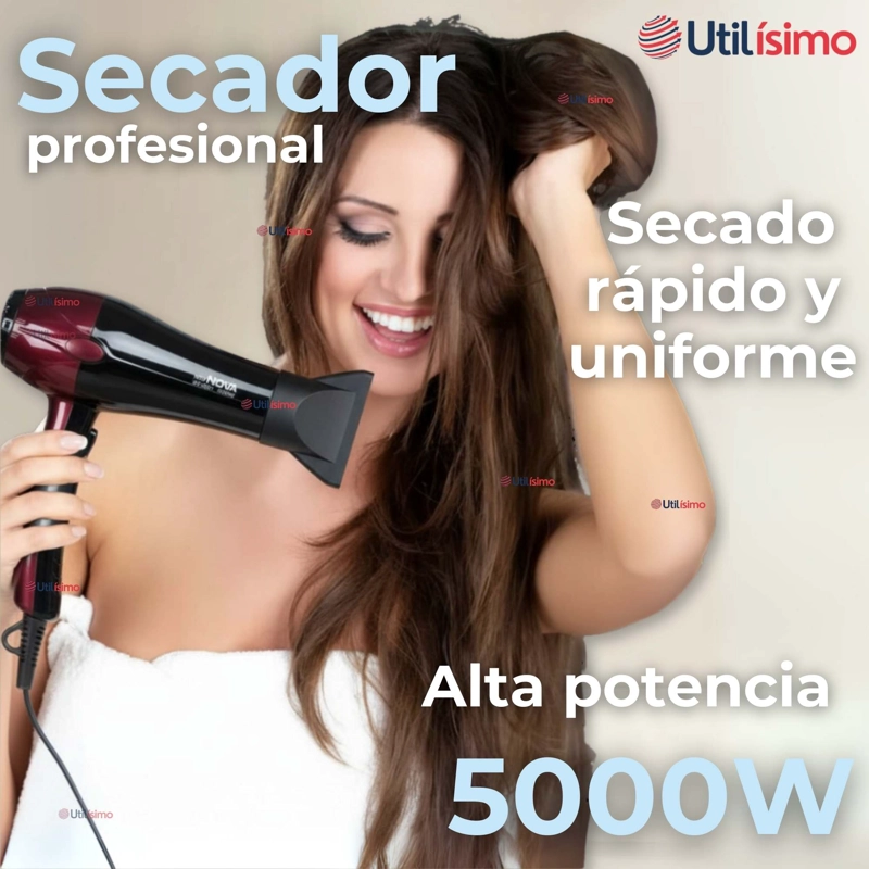 SECADOR DE PELO ALTA POTENCIA PROFESIONAL 5000W CABELLO PELUQUERIA ROJO - 5