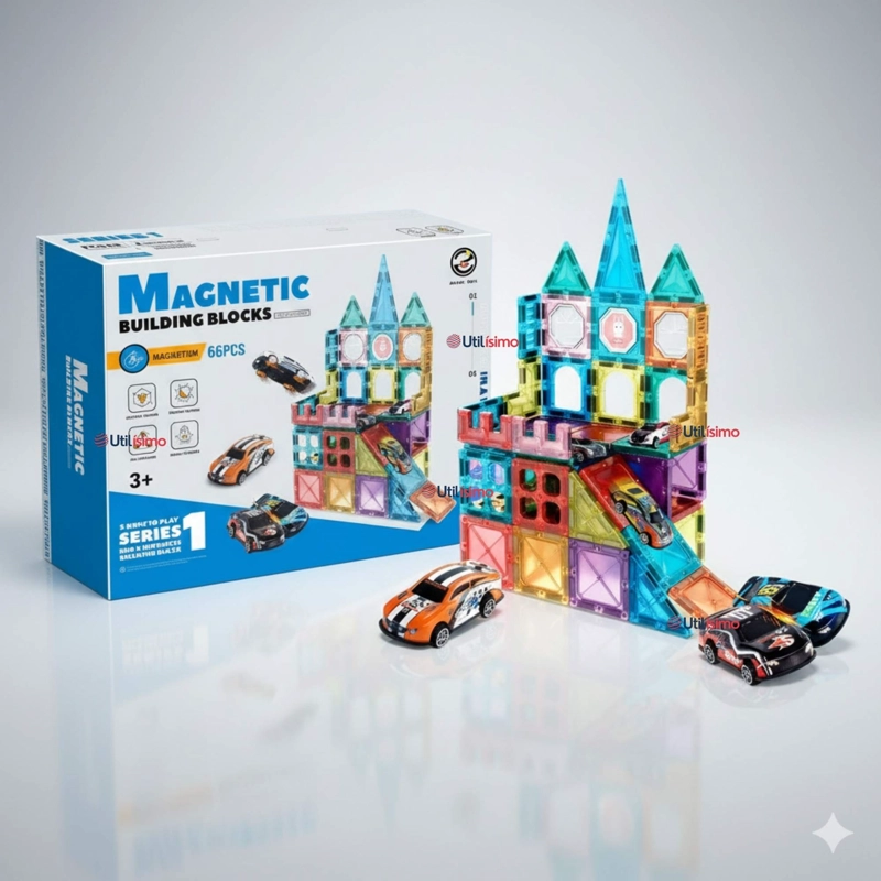 JUEGO BLOQUES DE CONSTRUCCION MAGNE TICOS 3D 66 PIEZAS PARA NIÑO O NIÑA - 1