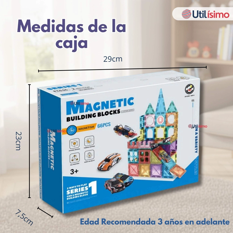 JUEGO BLOQUES DE CONSTRUCCION MAGNE TICOS 3D 66 PIEZAS PARA NIÑO O NIÑA - 7