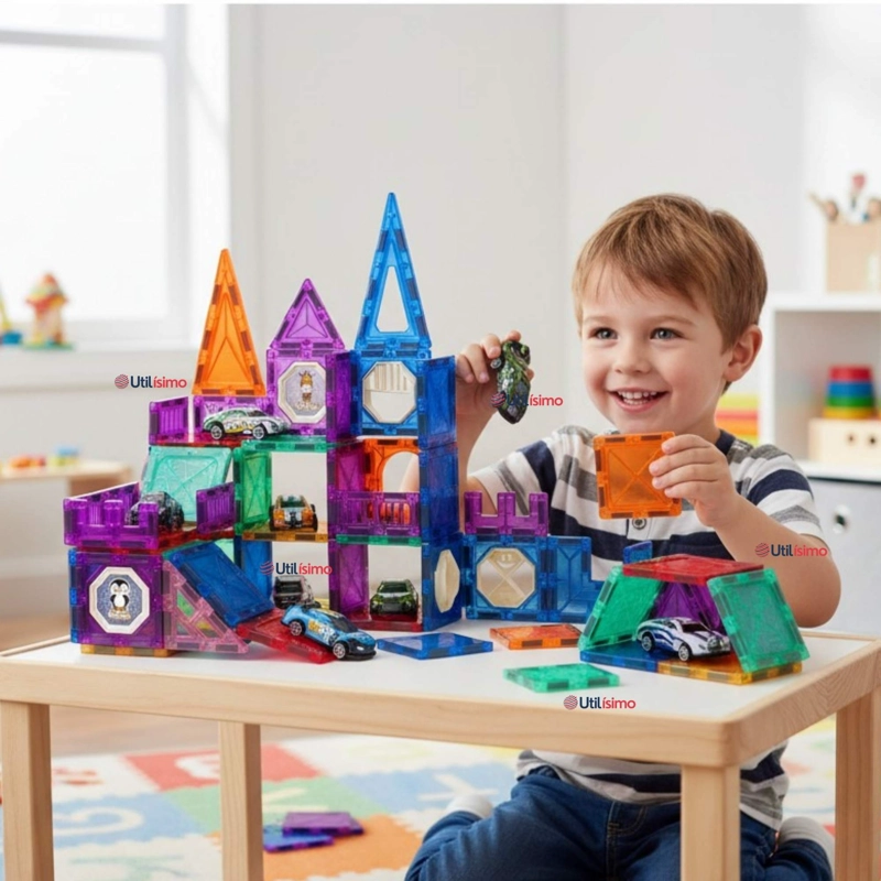 JUEGO BLOQUES DE CONSTRUCCION MAGNE TICOS 3D 66 PIEZAS PARA NIÑO O NIÑA - 1