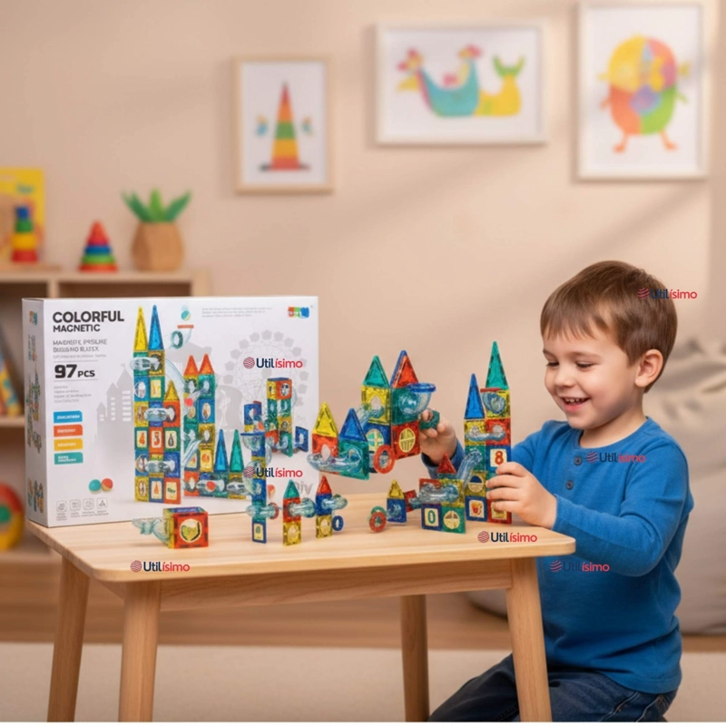 JUEGO BLOQUES DE CONSTRUCCION MAGNE TICOS 3D 97 PIEZAS PARA NIÑO O NIÑA - 1