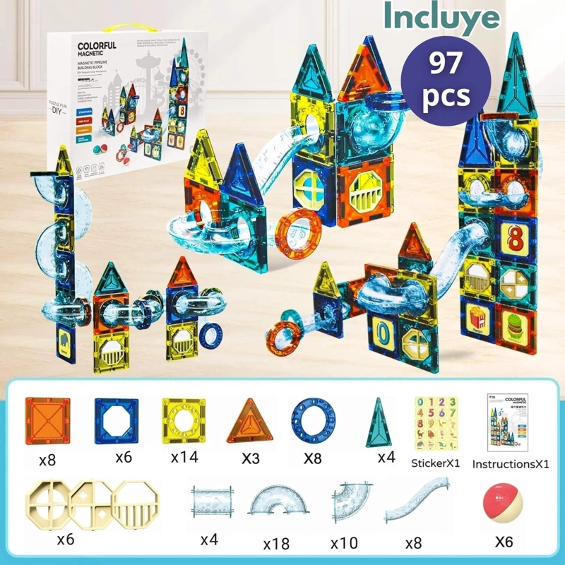 JUEGO BLOQUES DE CONSTRUCCION MAGNE TICOS 3D 97 PIEZAS PARA NIÑO O NIÑA - 4