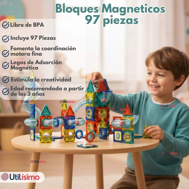 JUEGO BLOQUES DE CONSTRUCCION MAGNE TICOS 3D 97 PIEZAS PARA NIÑO O NIÑA - 6