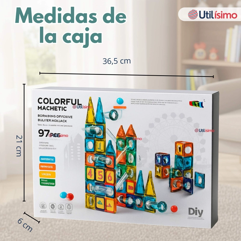 JUEGO BLOQUES DE CONSTRUCCION MAGNE TICOS 3D 97 PIEZAS PARA NIÑO O NIÑA - 8