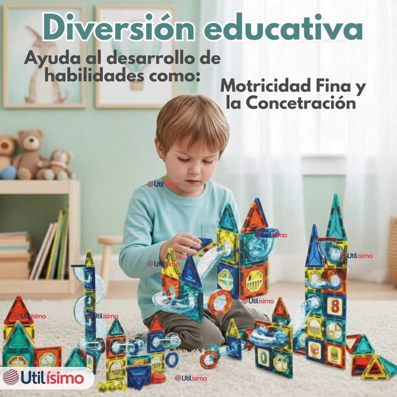 JUEGO BLOQUES DE CONSTRUCCION MAGNE TICOS 3D 97 PIEZAS PARA NIÑO O NIÑA - 9